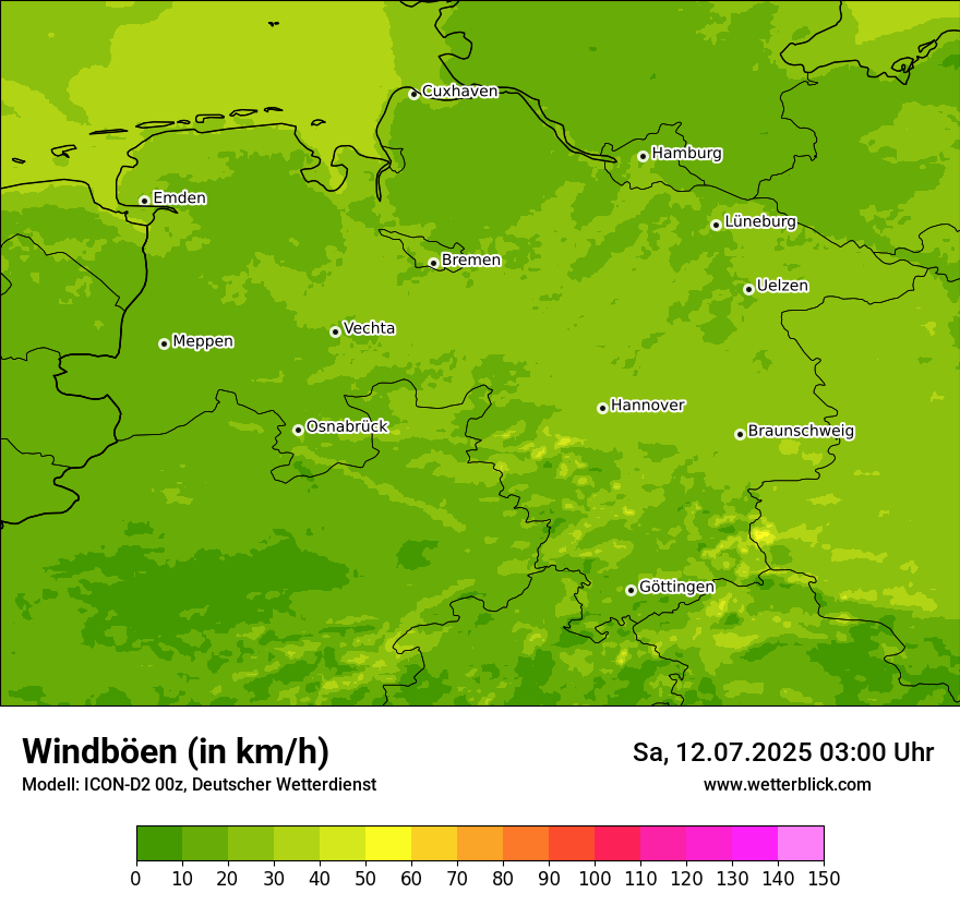 Modellkarten Windgeschwindigkeit