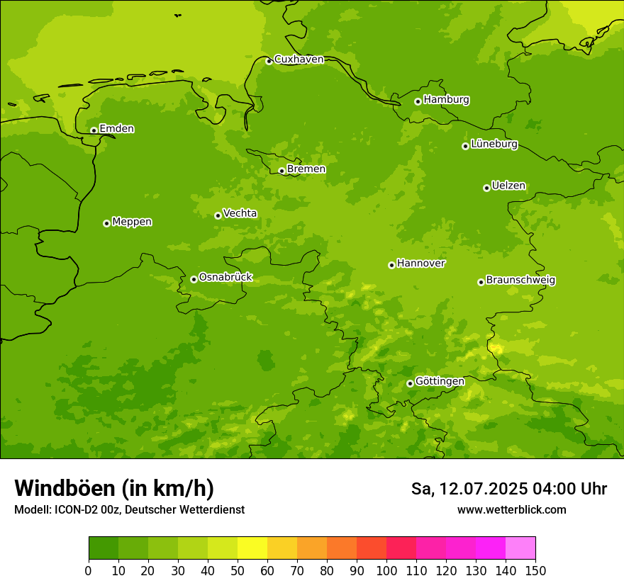 Modellkarten Windgeschwindigkeit