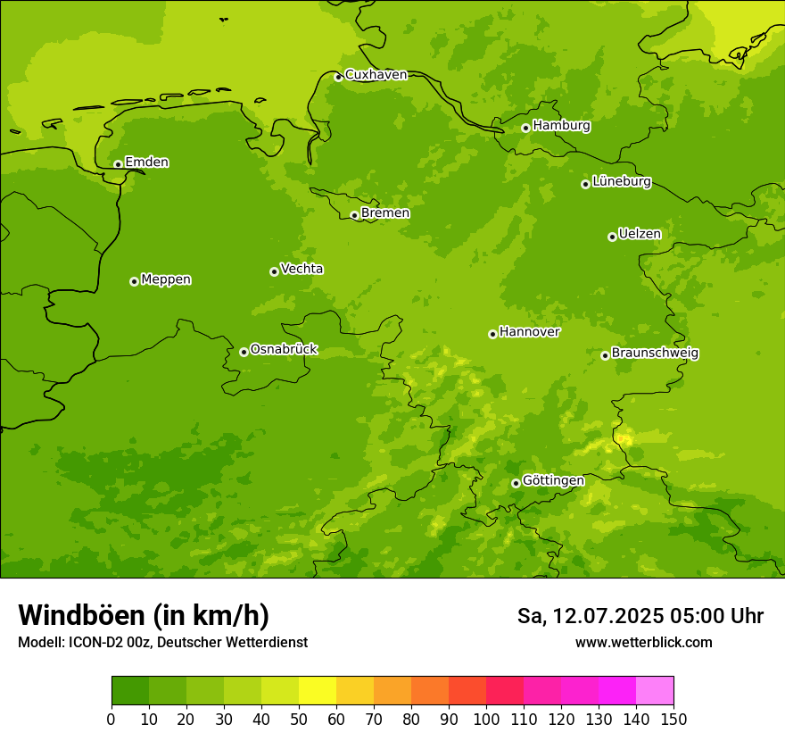 Modellkarten Windgeschwindigkeit