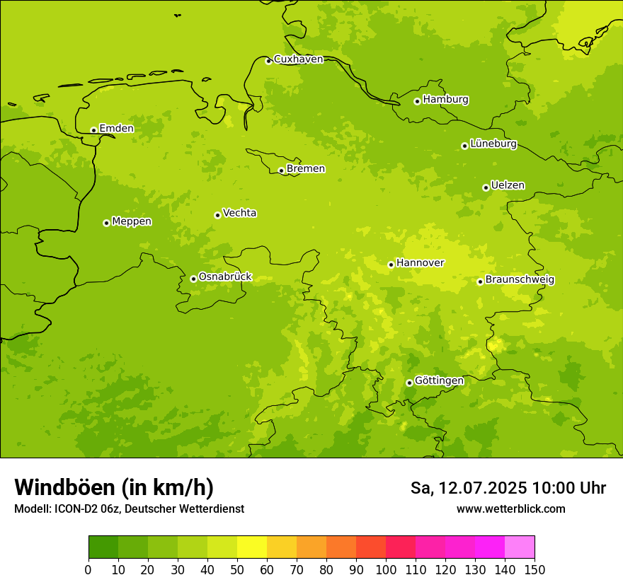 Modellkarten Windgeschwindigkeit