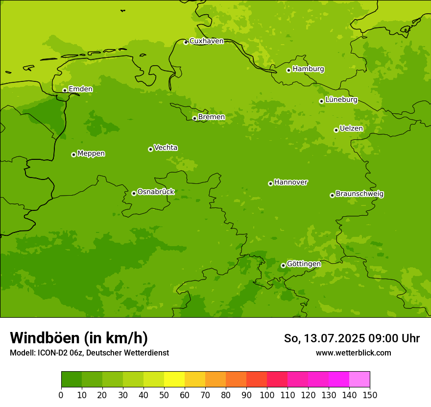 Modellkarten Windgeschwindigkeit