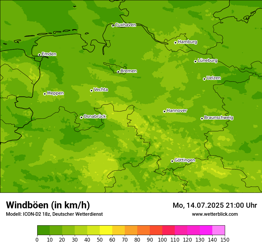 Modellkarten Windgeschwindigkeit