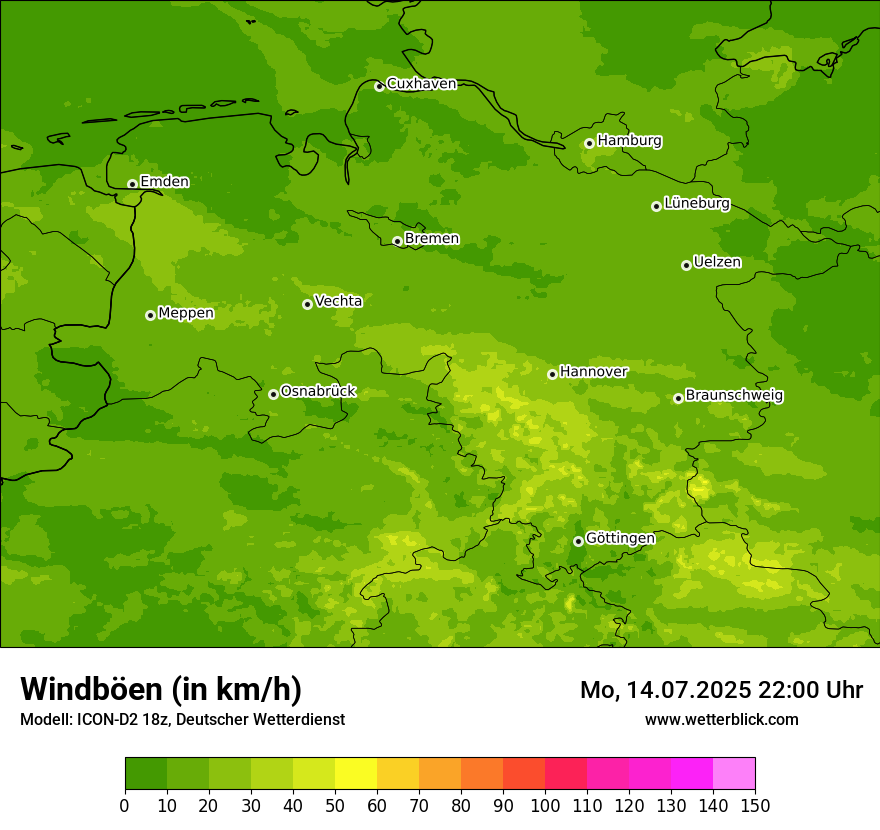 Modellkarten Windgeschwindigkeit
