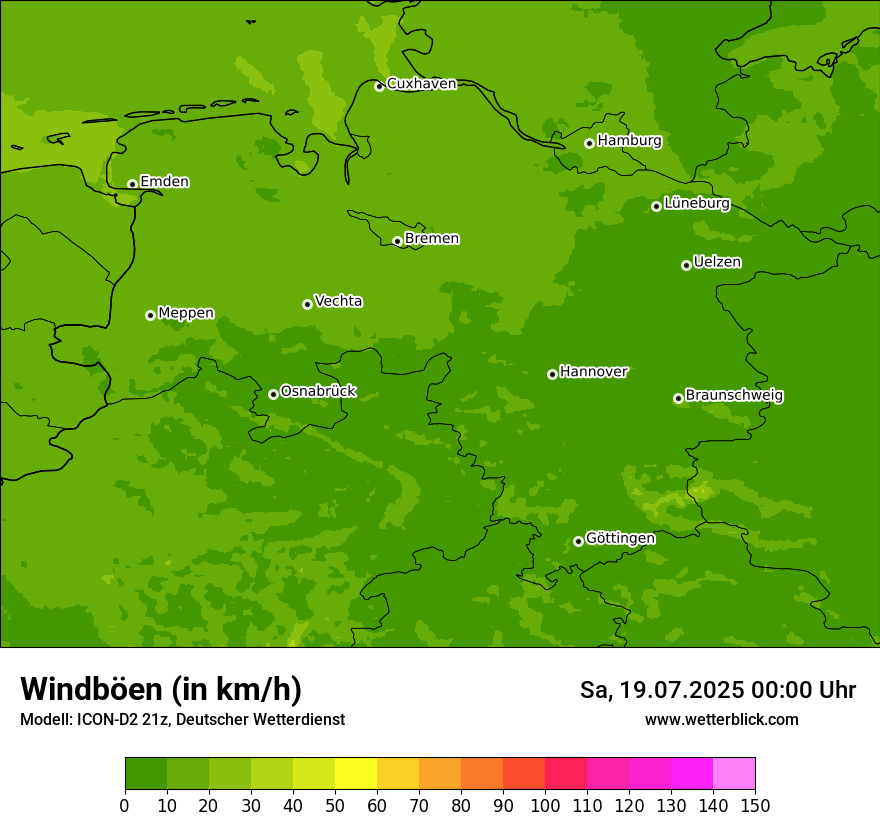 Modellkarten Windgeschwindigkeit