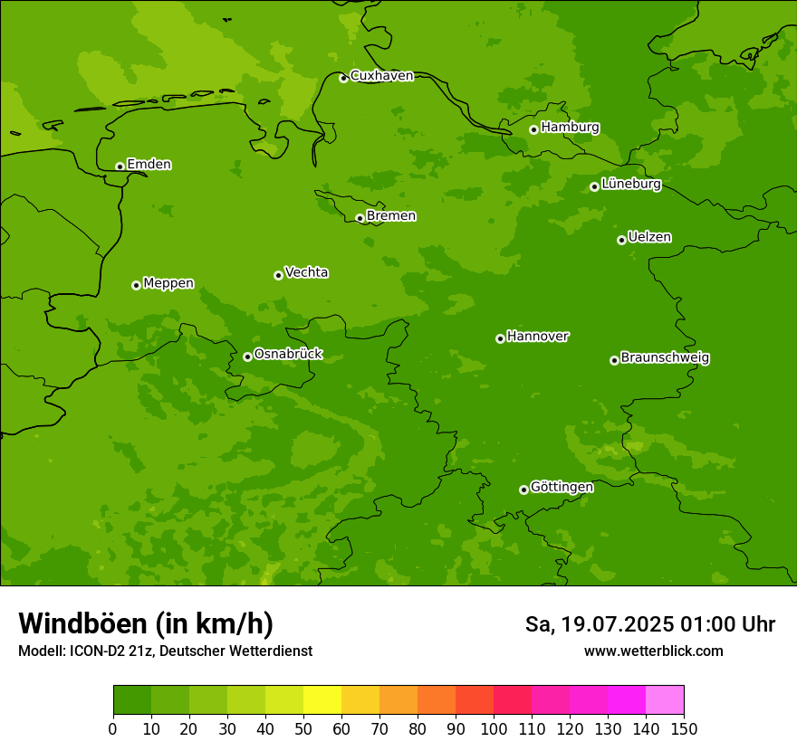 Modellkarten Windgeschwindigkeit