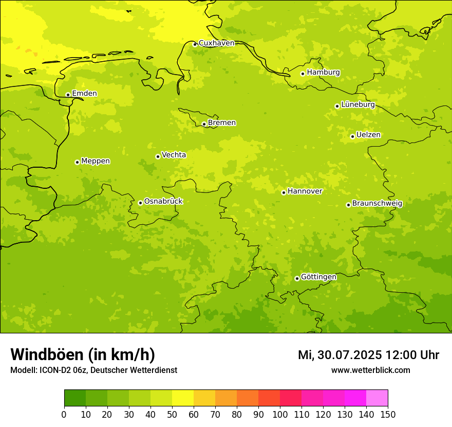 Modellkarten Windgeschwindigkeit