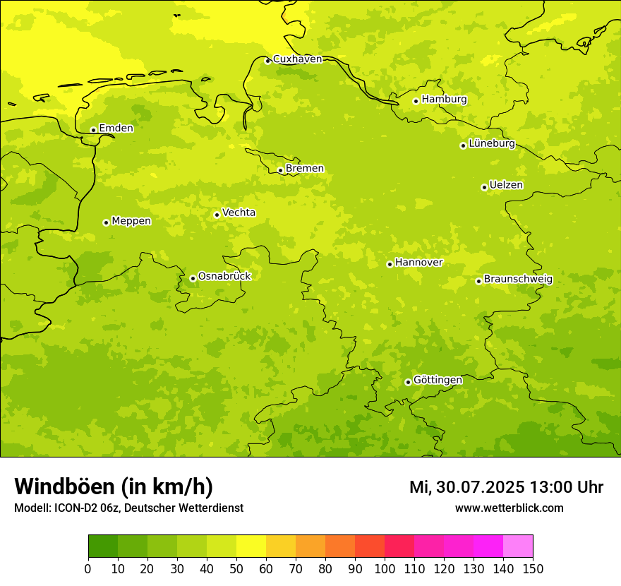Modellkarten Windgeschwindigkeit