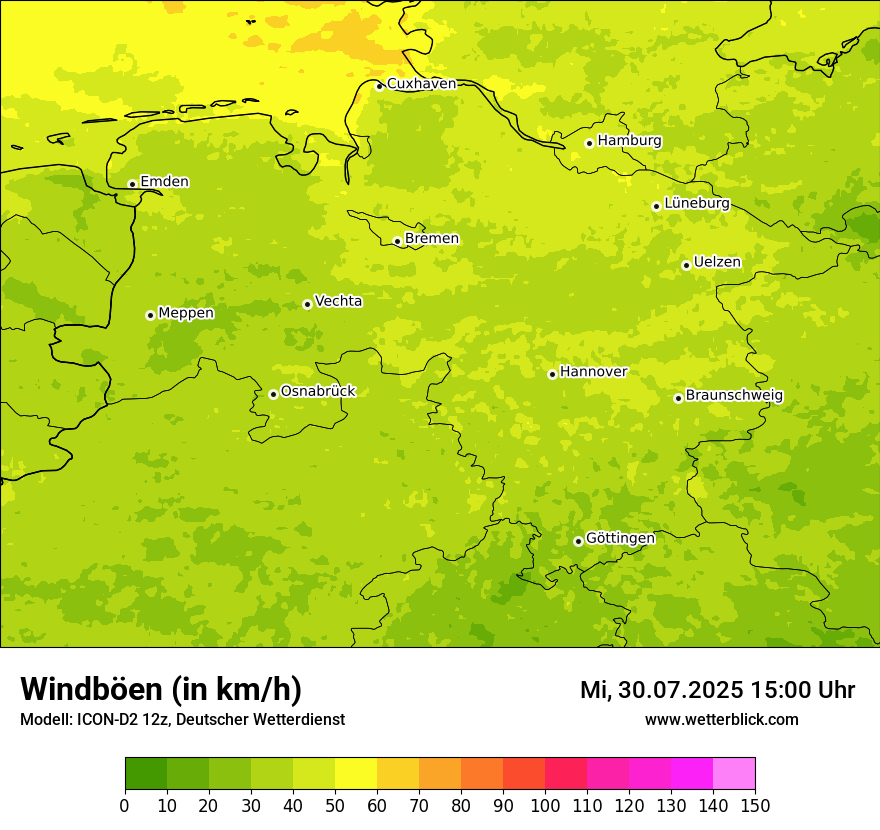 Modellkarten Windgeschwindigkeit