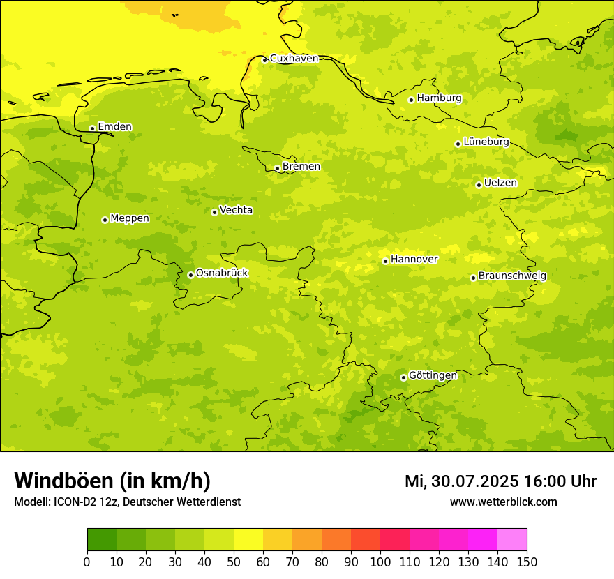 Modellkarten Windgeschwindigkeit