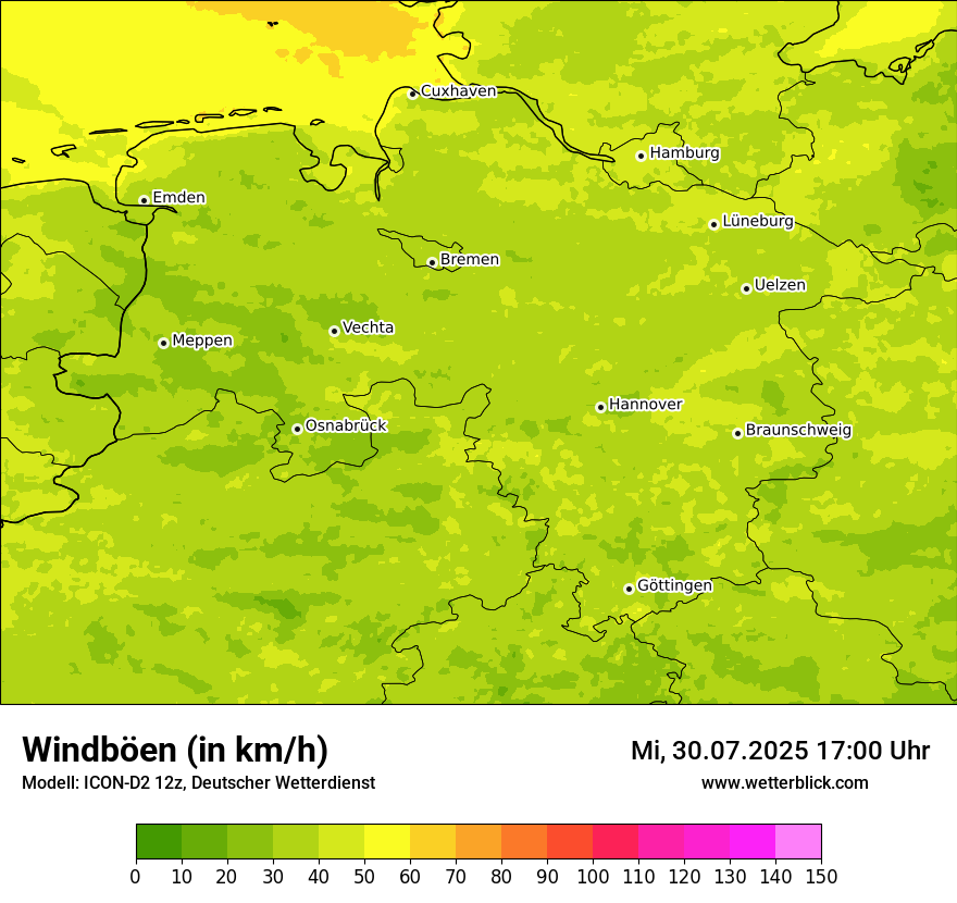 Modellkarten Windgeschwindigkeit