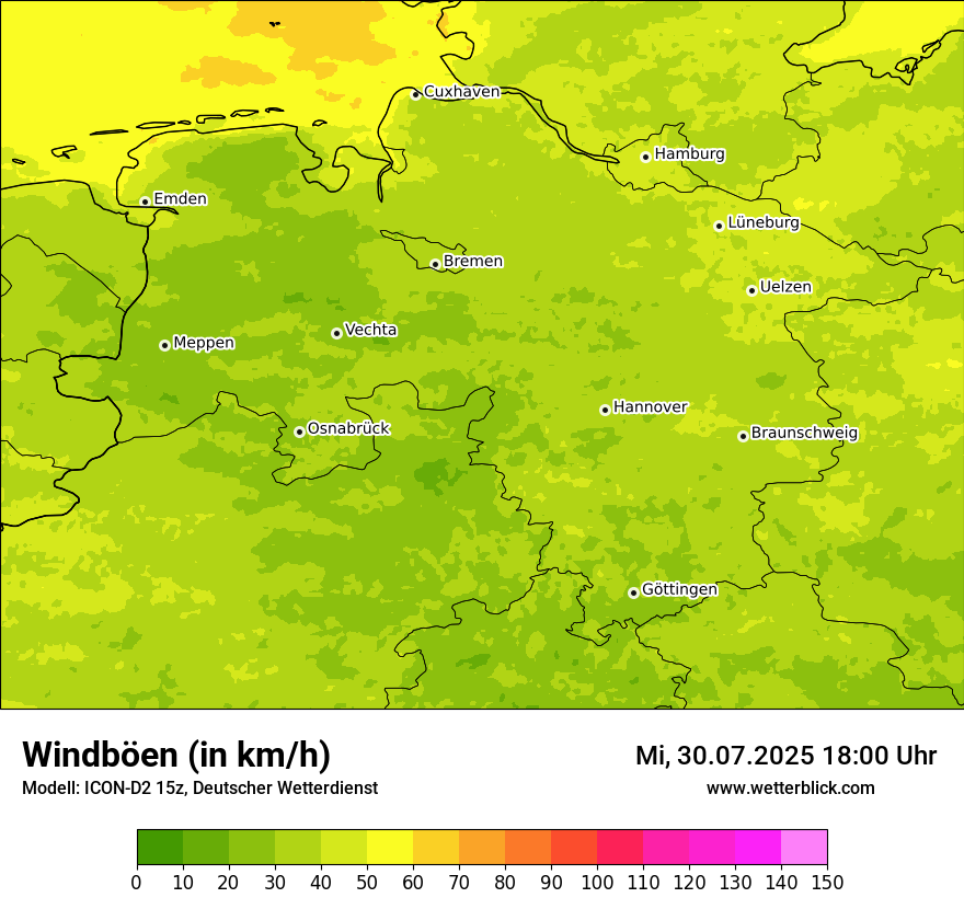 Modellkarten Windgeschwindigkeit