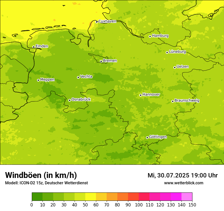 Modellkarten Windgeschwindigkeit