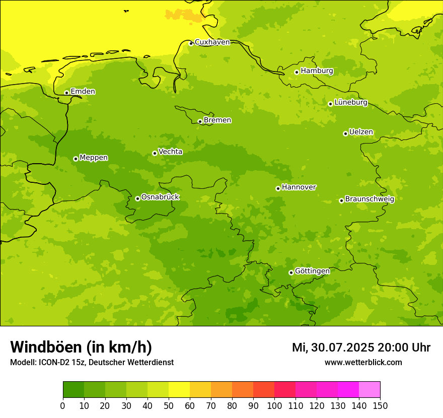 Modellkarten Windgeschwindigkeit