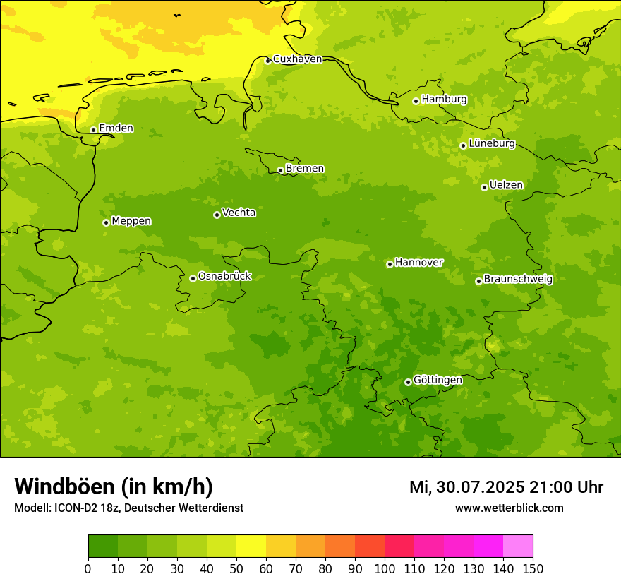 Modellkarten Windgeschwindigkeit