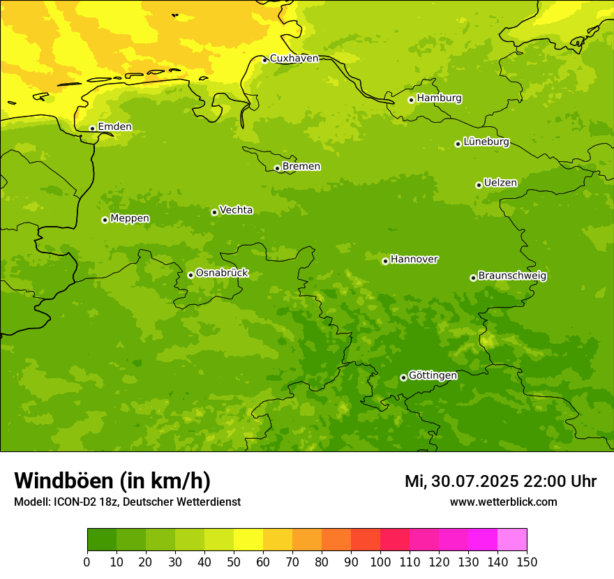 Modellkarten Windgeschwindigkeit