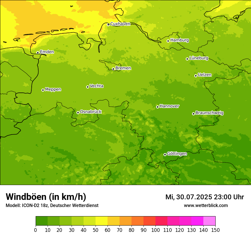Modellkarten Windgeschwindigkeit