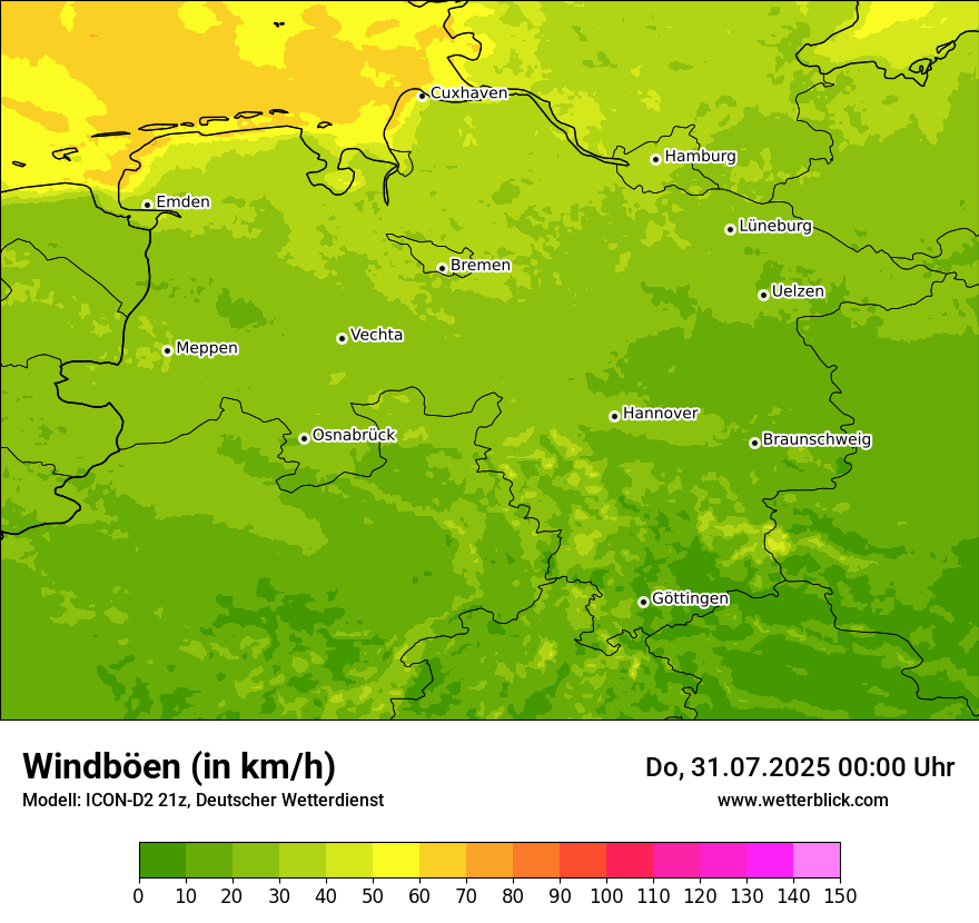 Modellkarten Windgeschwindigkeit