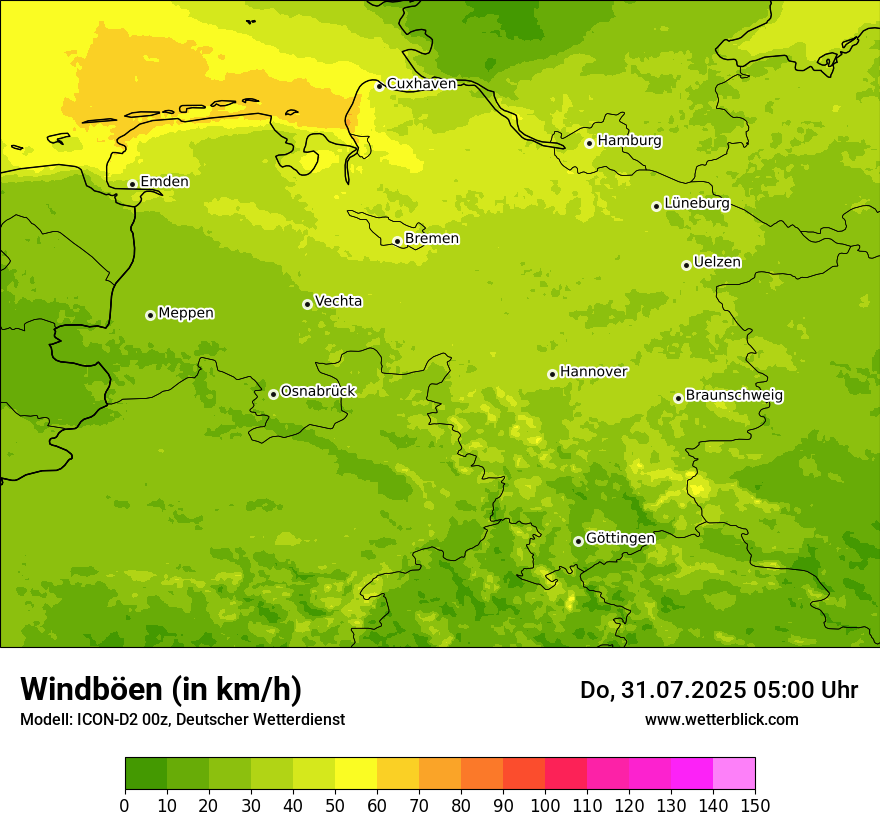 Modellkarten Windgeschwindigkeit