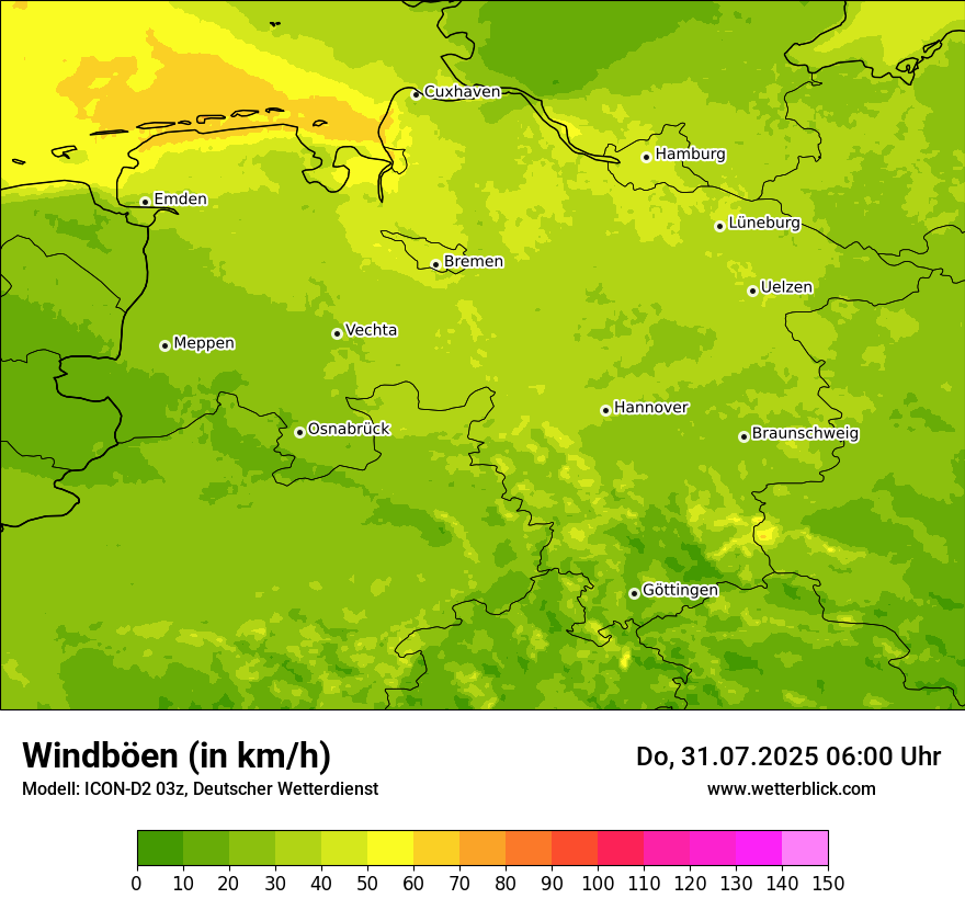 Modellkarten Windgeschwindigkeit