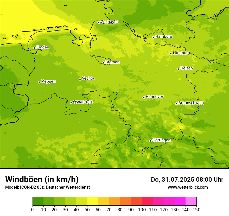 Modellkarten Windgeschwindigkeit
