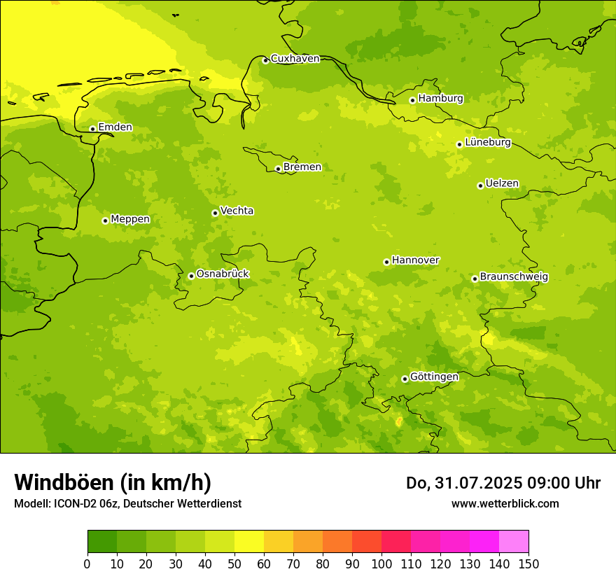 Modellkarten Windgeschwindigkeit