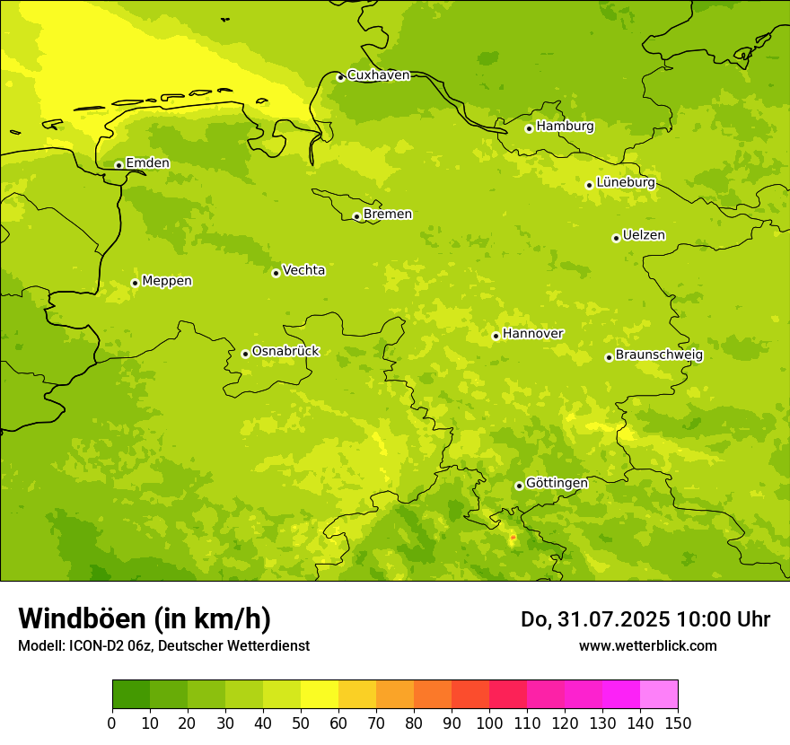 Modellkarten Windgeschwindigkeit