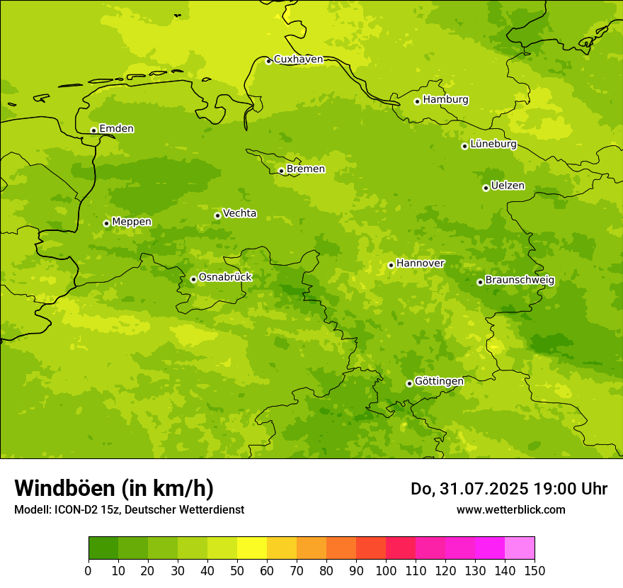 Modellkarten Windgeschwindigkeit