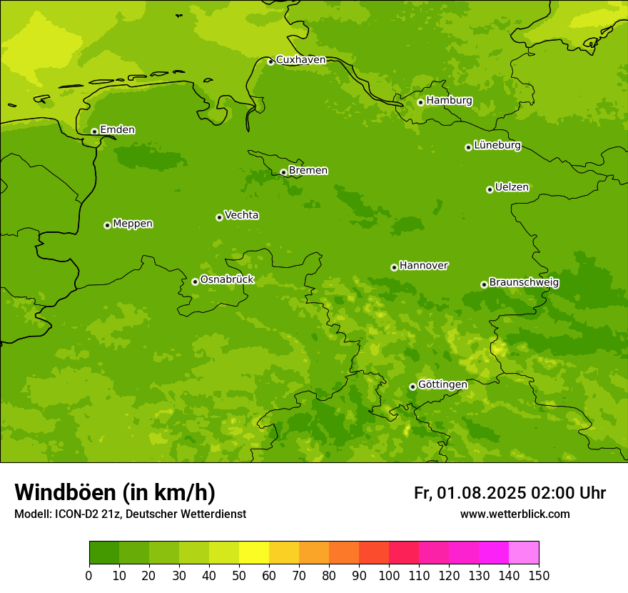 Modellkarten Windgeschwindigkeit