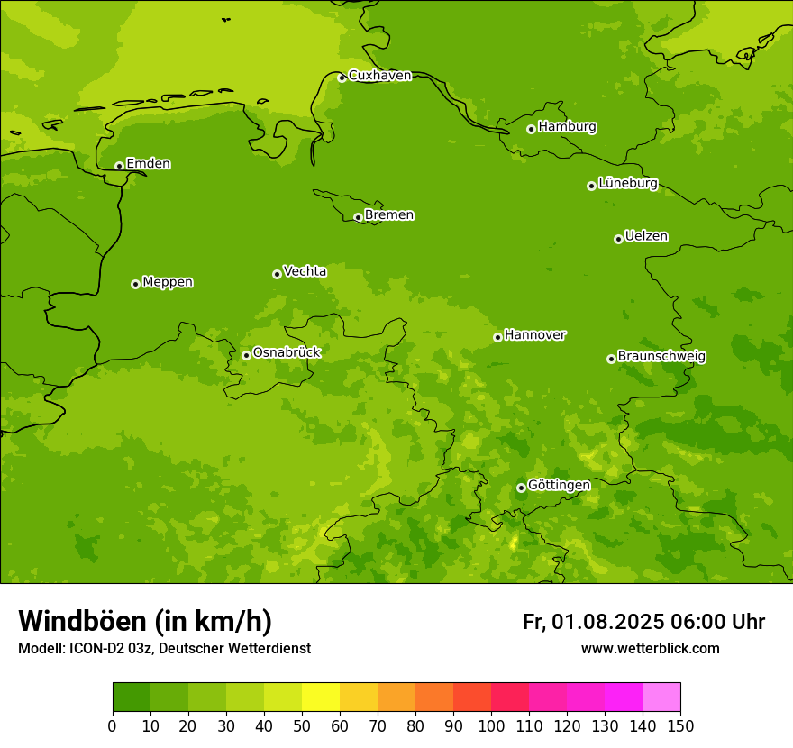 Modellkarten Windgeschwindigkeit