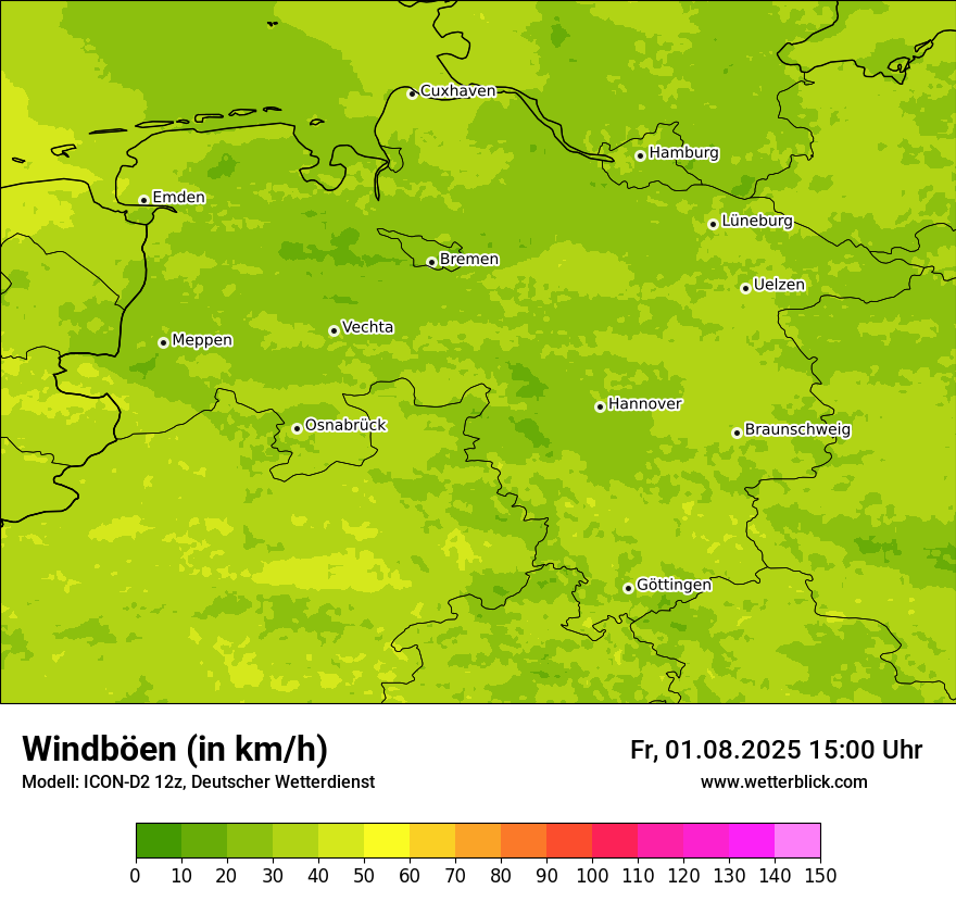 Modellkarten Windgeschwindigkeit