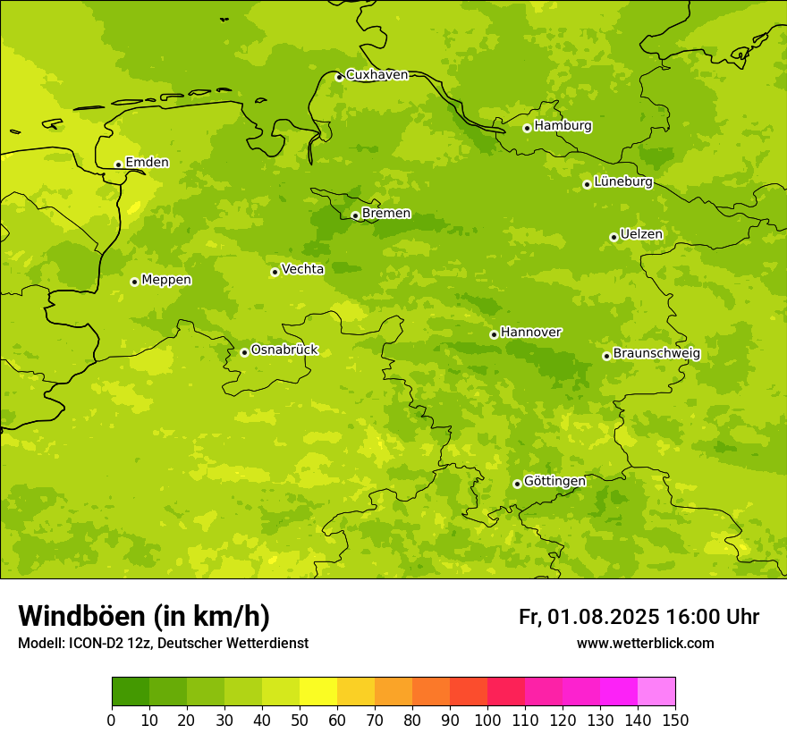 Modellkarten Windgeschwindigkeit