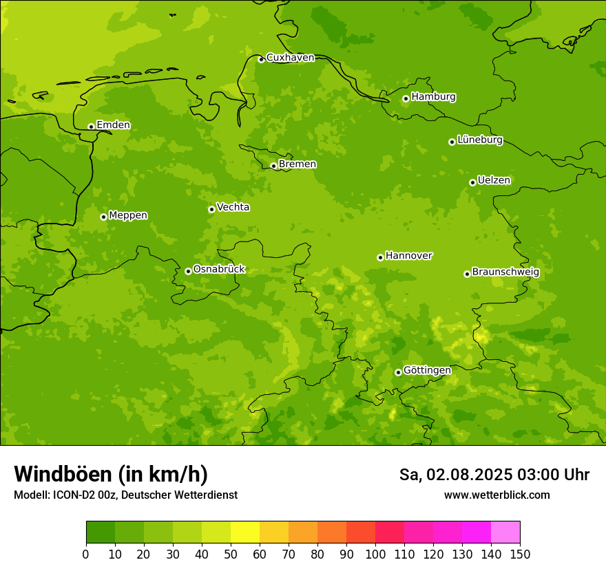 Modellkarten Windgeschwindigkeit