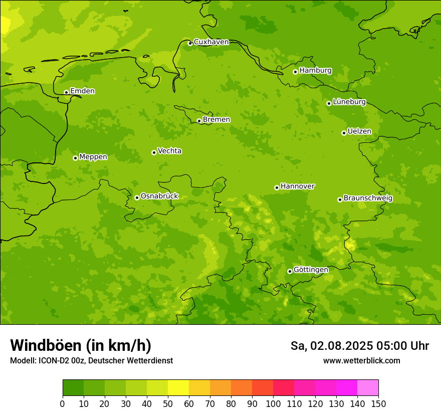 Modellkarten Windgeschwindigkeit