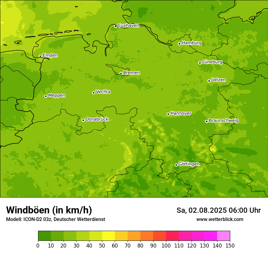 Modellkarten Windgeschwindigkeit