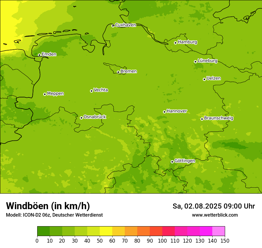 Modellkarten Windgeschwindigkeit