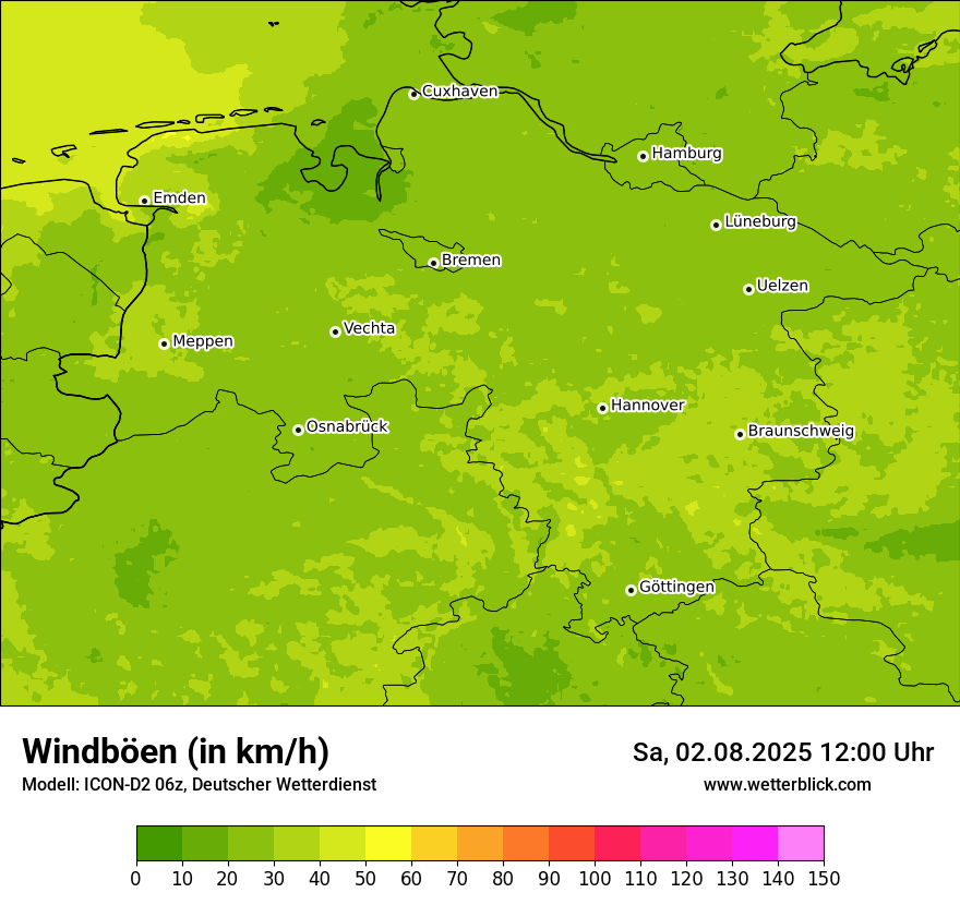 Modellkarten Windgeschwindigkeit
