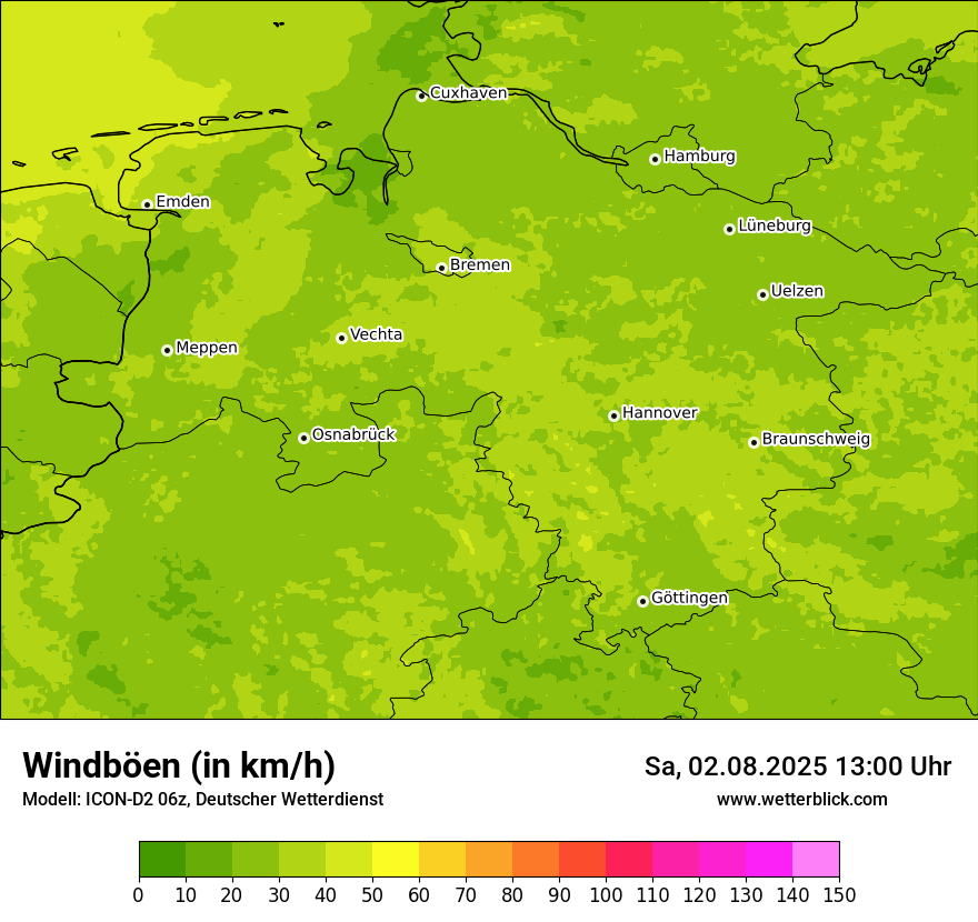 Modellkarten Windgeschwindigkeit