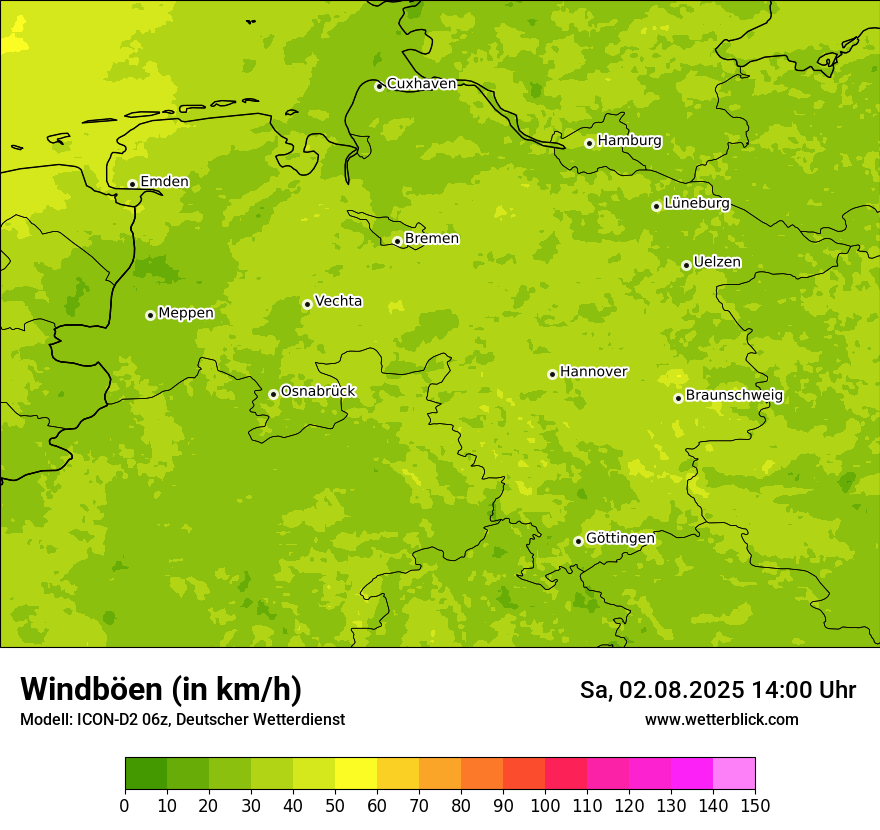 Modellkarten Windgeschwindigkeit