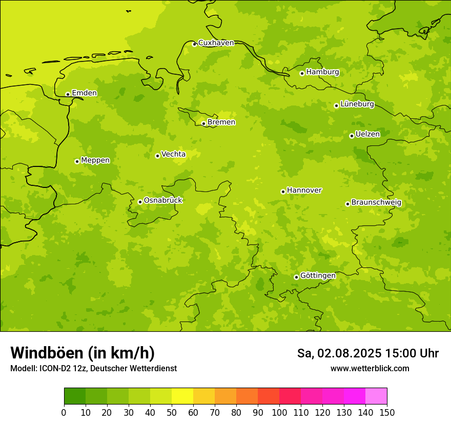Modellkarten Windgeschwindigkeit