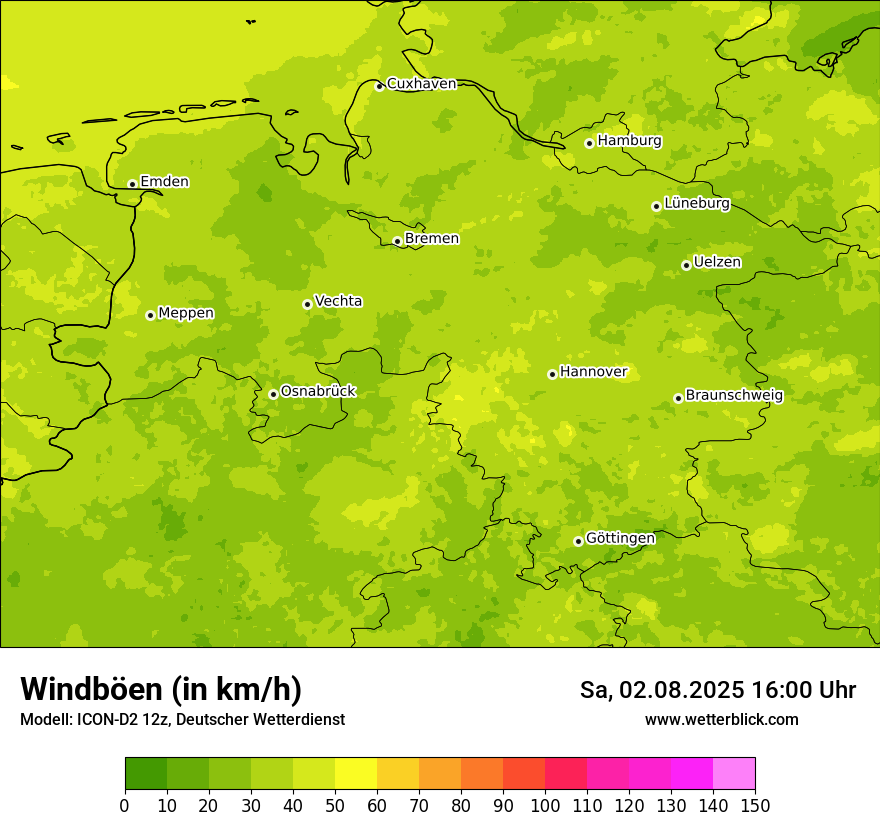 Modellkarten Windgeschwindigkeit