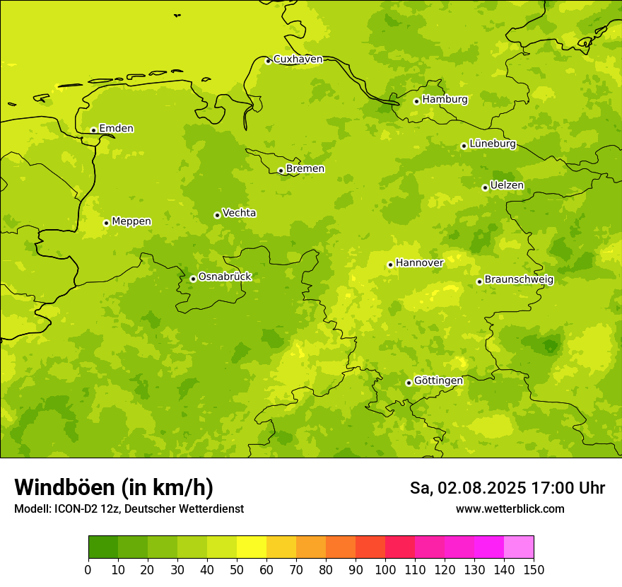 Modellkarten Windgeschwindigkeit