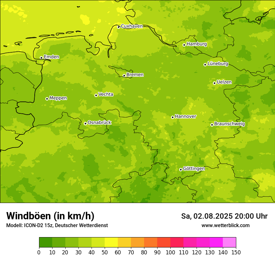 Modellkarten Windgeschwindigkeit