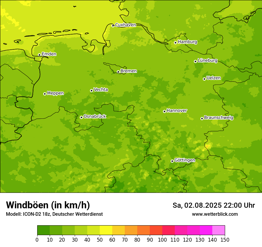 Modellkarten Windgeschwindigkeit