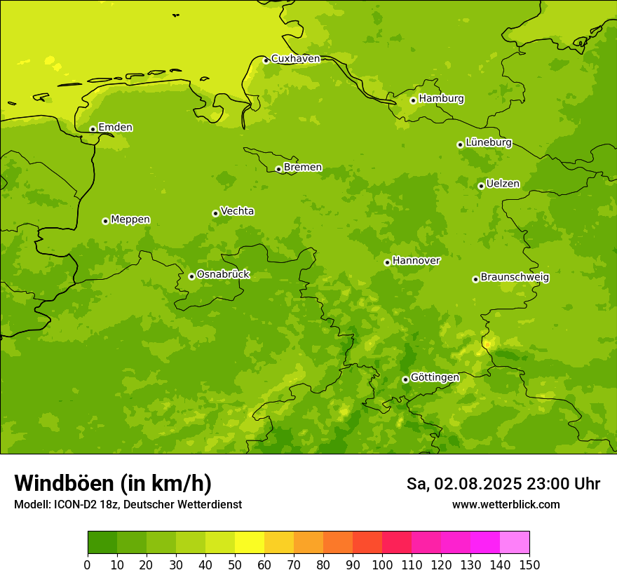 Modellkarten Windgeschwindigkeit