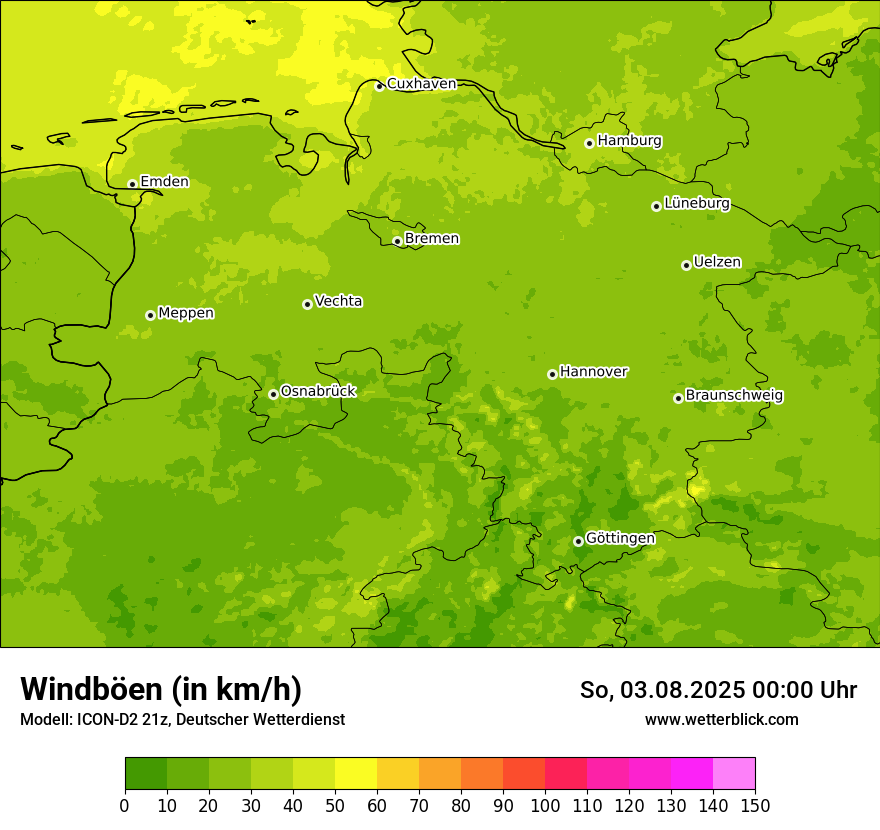 Modellkarten Windgeschwindigkeit