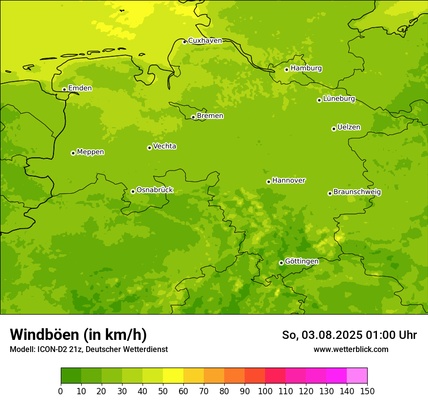 Modellkarten Windgeschwindigkeit
