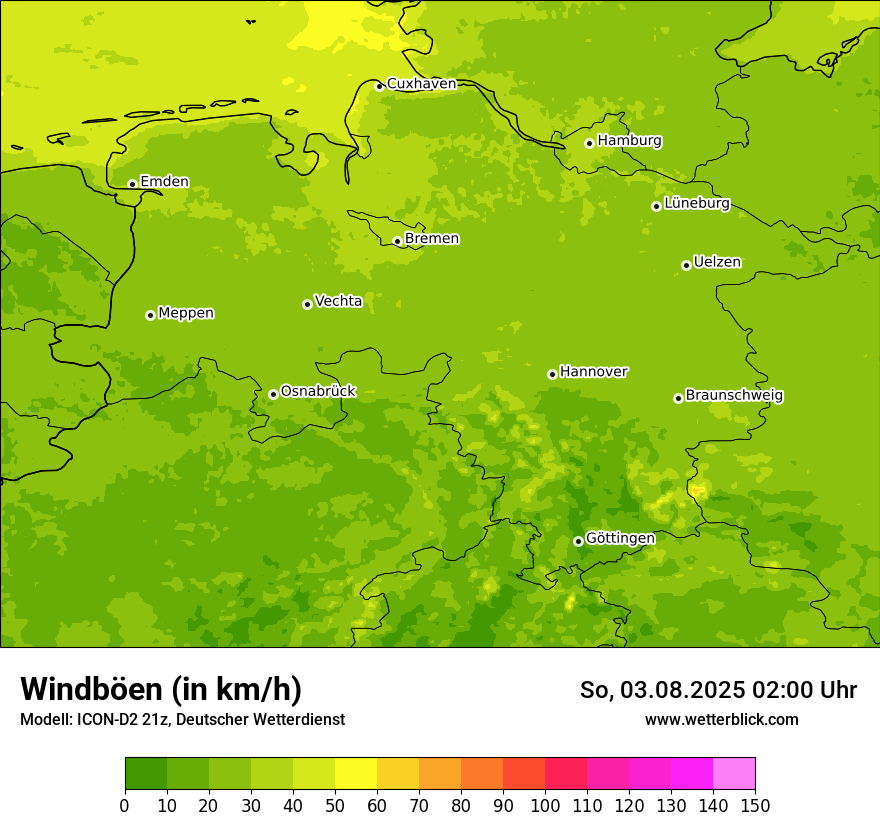 Modellkarten Windgeschwindigkeit
