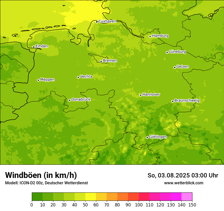 Modellkarten Windgeschwindigkeit