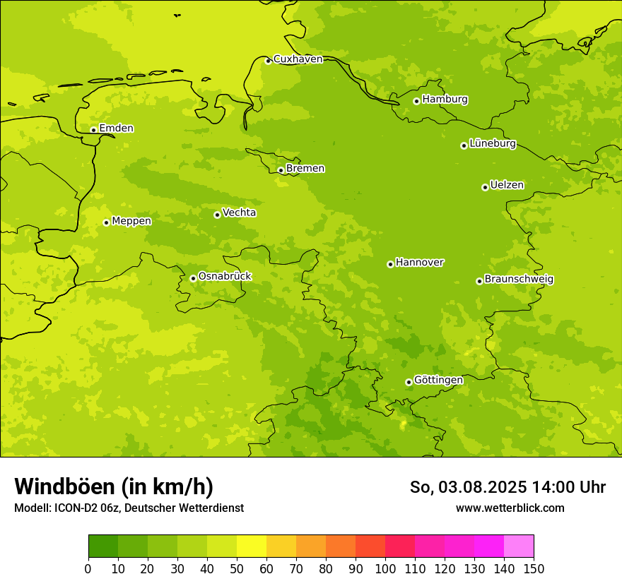 Modellkarten Windgeschwindigkeit