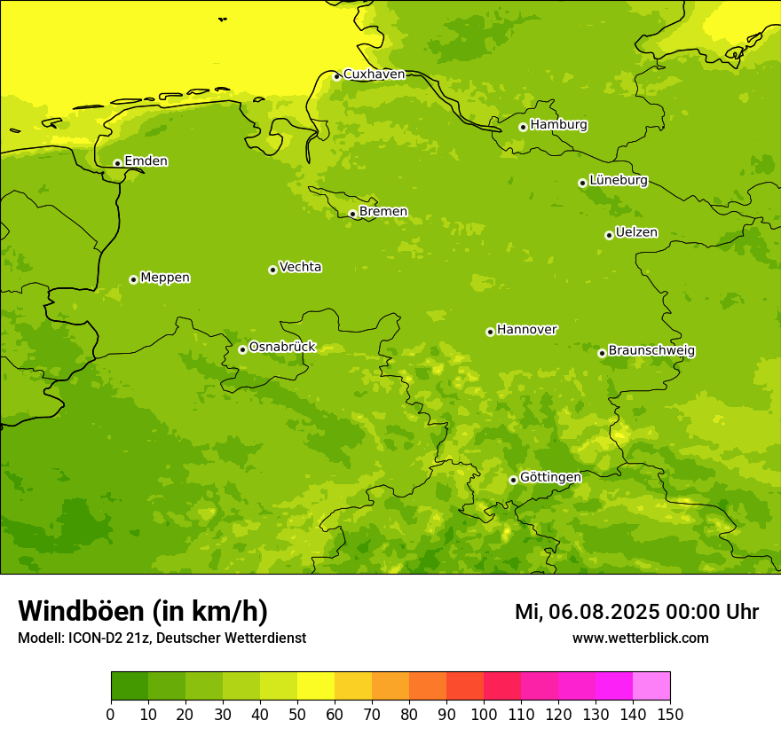 Modellkarten Windgeschwindigkeit
